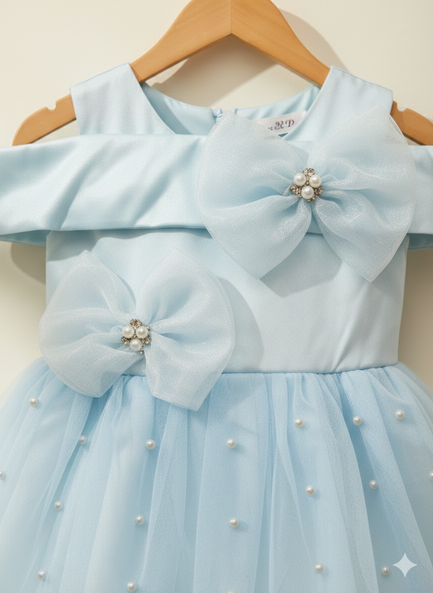 Snowflake Princess Dress (With Pearl Hairband) NB