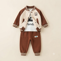 Toddler Boy Brown & Cream Panda Bomber Jacket Outfit Set