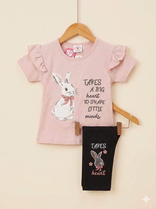 Bunny Heart Fur Embroidered Co-Ord Set