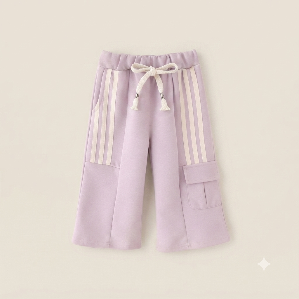 Girl's Sporty Lilac Colorblock Jogger Set with Pockets