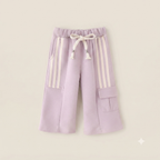 Girl's Sporty Lilac Colorblock Jogger Set with Pockets
