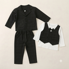 Little Gentleman Plaid Suit & Vest Birthday Outfit-Black
