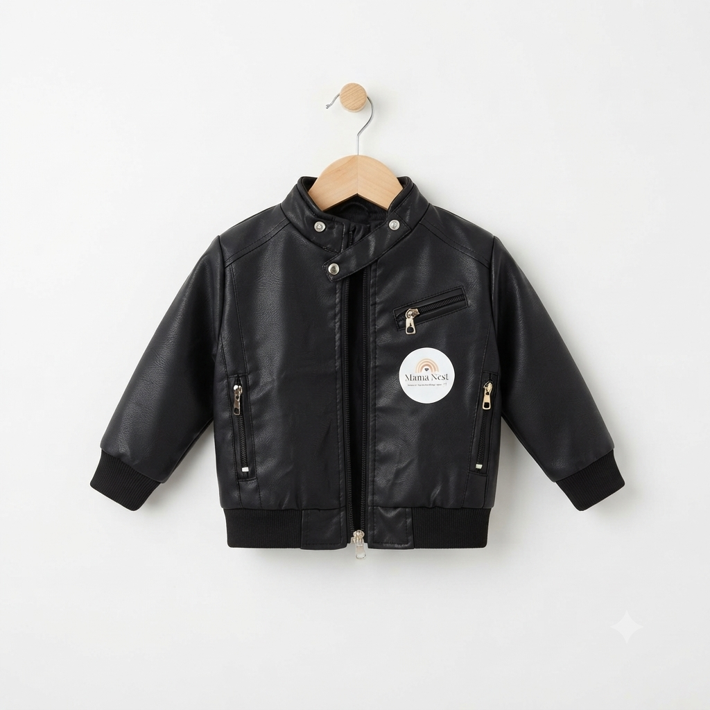 Boys' Fur-Lined Faux Leather Biker Set