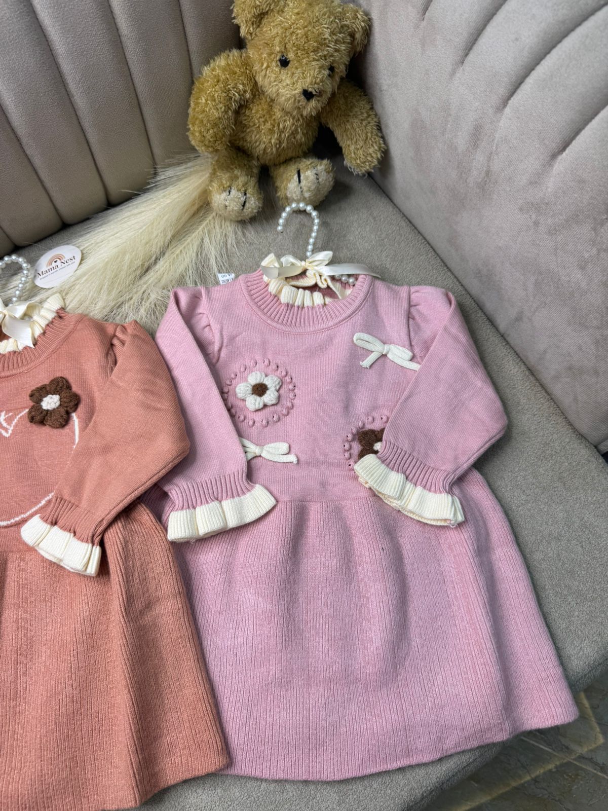 Floral Knit Winter Frock – Soft & Cozy Collection