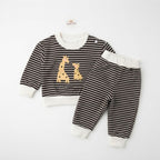 Mama Nest Striped Giraffe Baby Outfit-Dark Brown