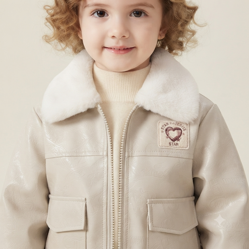 Girls Faux-Leather Shearling Aviator Jacket
