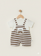 Little Bear Striped Romper Brown