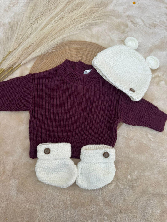 Handmade Crochet Booties & Cap Set – 0 to 9 Months