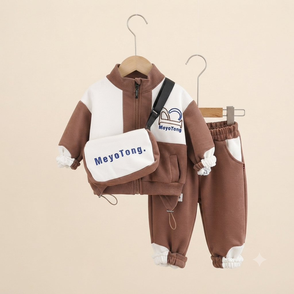 Boys Colorblock Tracksuit with Matching Crossbody Bag