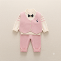 Baby Gentleman Knit Vest & Sweater Set-Pink