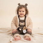 Teddy Bear Hooded Sherpa Jacket & Corduroy romper-Green