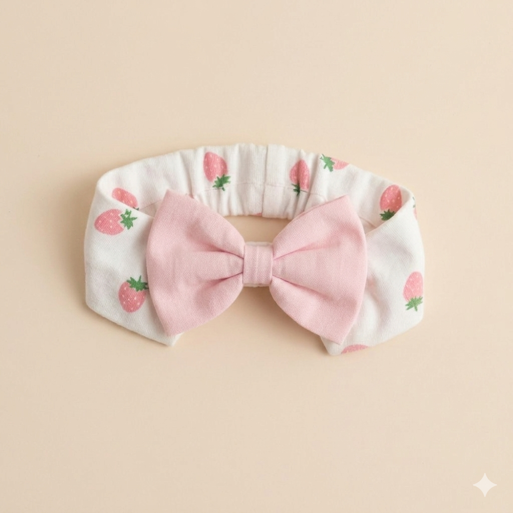 Sweet Strawberry Bow Romper with hairband