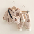 Toddler Cuddle Thick Bear 3-Piece Tracksuit- Cream Brown