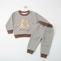 Mama Nest Striped Giraffe Baby Outfit-Brown