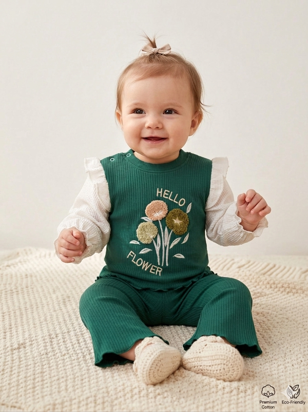 Hello Flower Ribbed Set Emerald