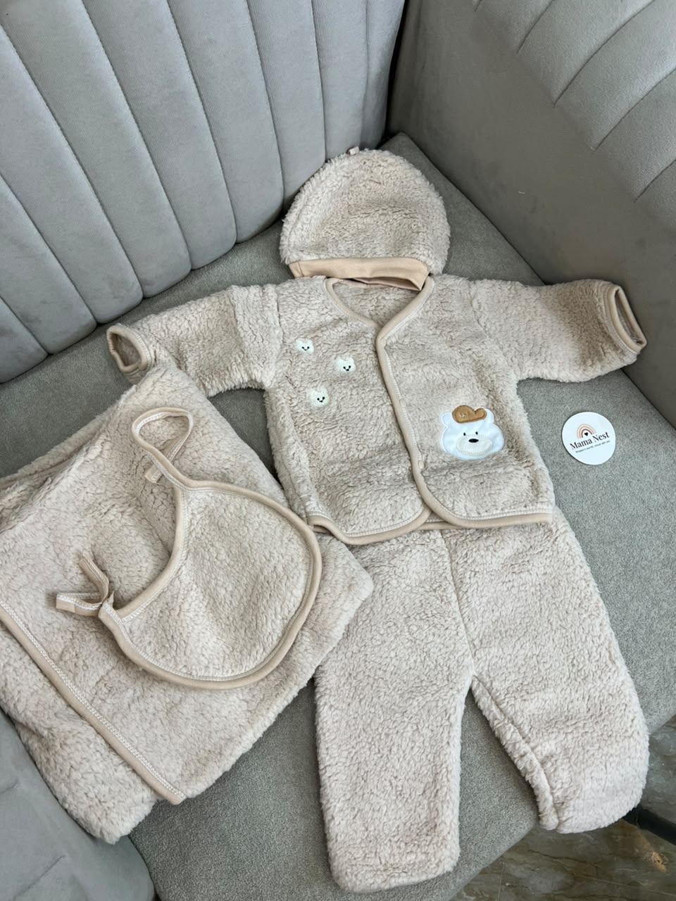 Cozy Bear 5-Piece Sherpa Newborn Set