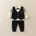 Baby Gentleman Knit Vest & Sweater Set-Black