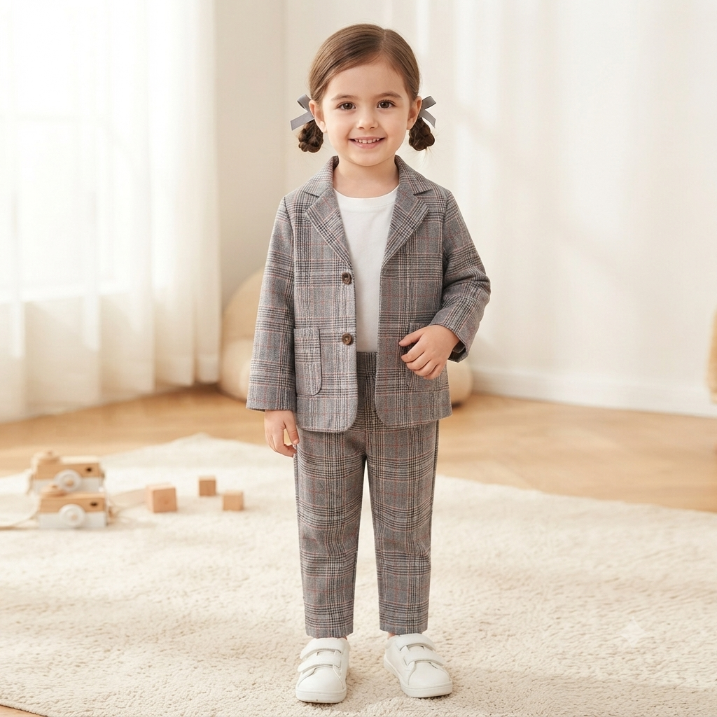 Classic Plaid Unisex Blazer & Trouser Set
