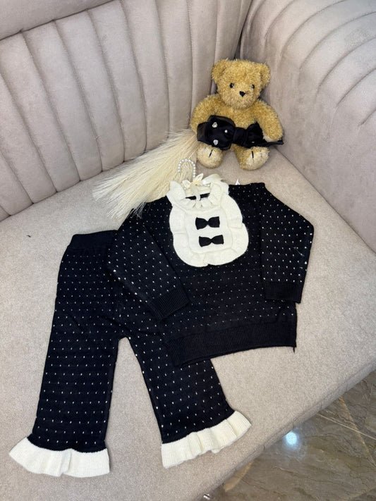 Black Bow Charm Knit Set