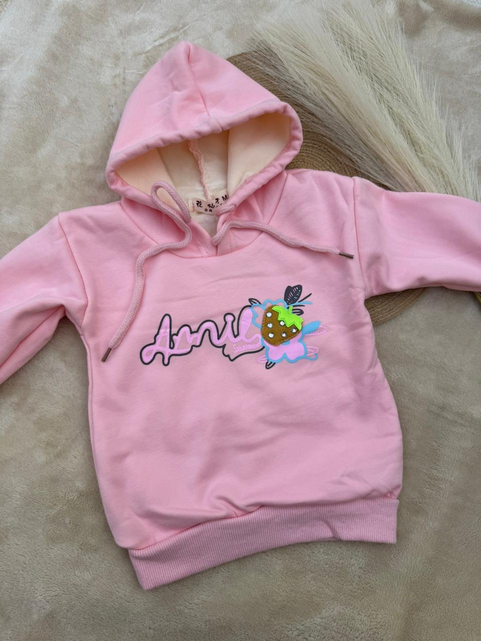 Fruity Splash Baby Hoodie – Pink / Cream
