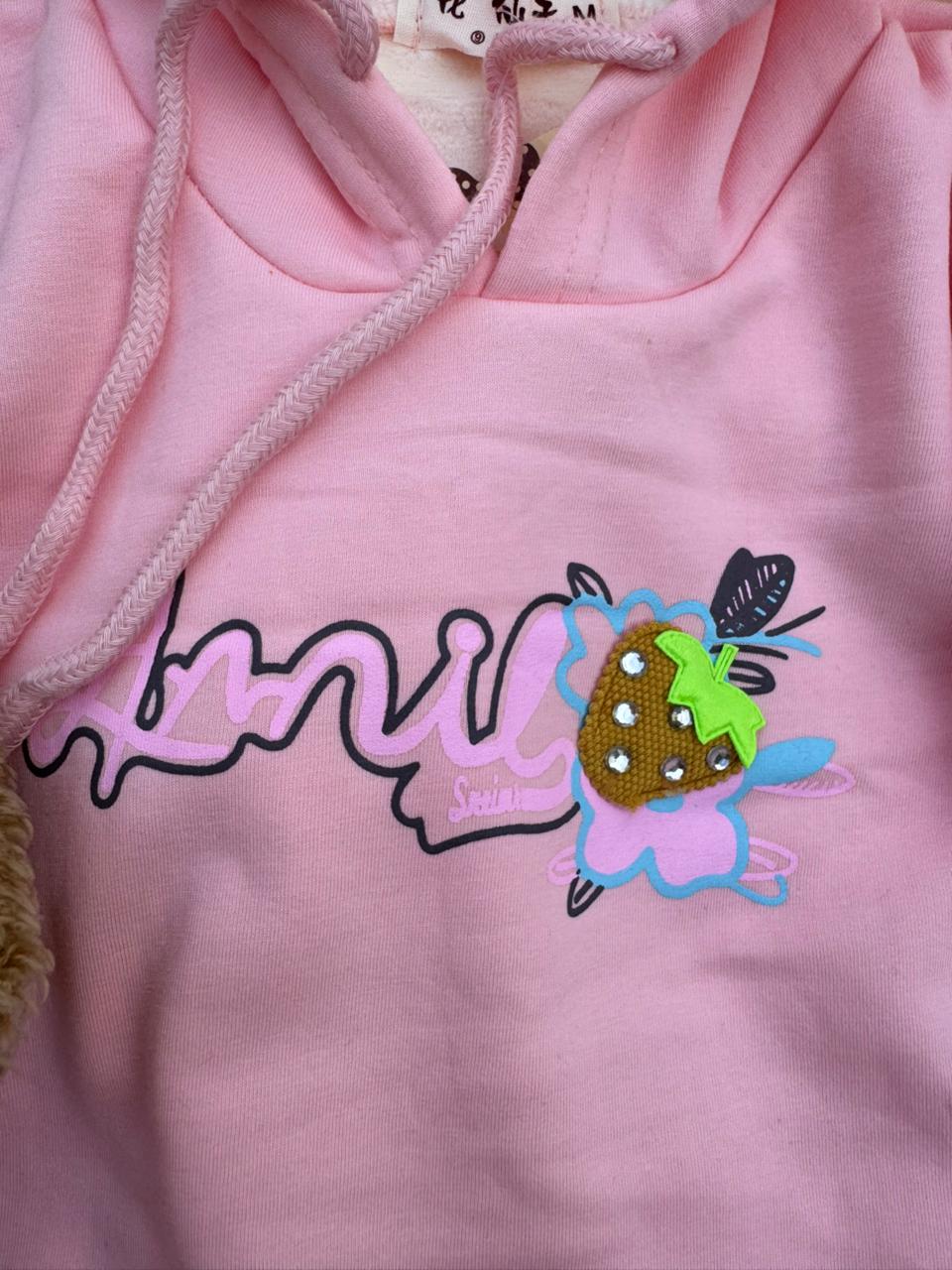 Fruity Splash Baby Hoodie – Pink / Cream