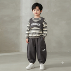 Thick Fleece Baggy Joggers & Layered Sweater-Style Sweatshirt Set