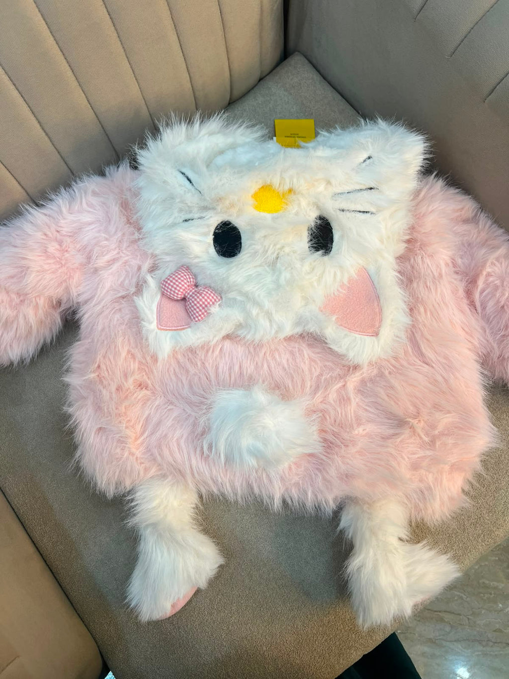 Plush Kitty Hooded Faux Fur Jacket-Pink