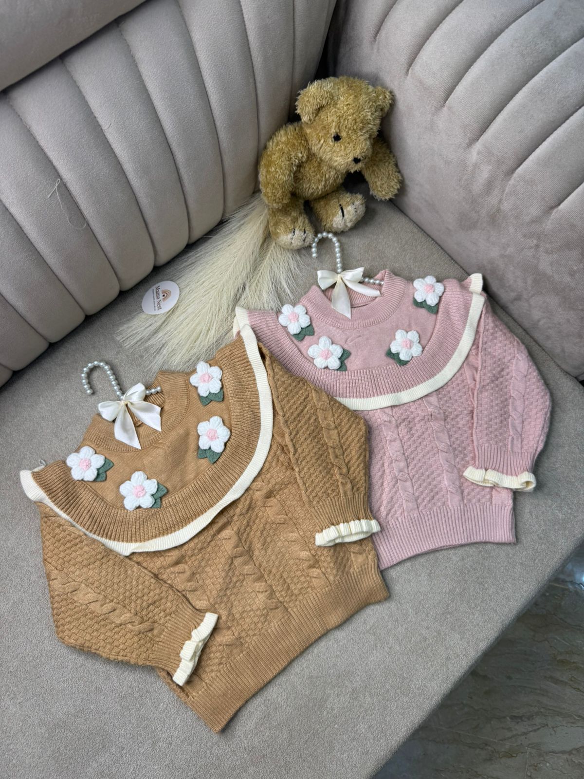 Pink Petal Ruffle Knit Sweater — Winter Charm