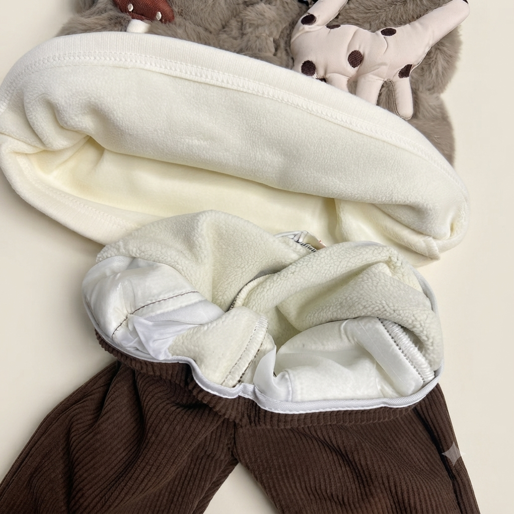 Girls Deer Faux Fur Vest Winter Set with Corduroy Pants