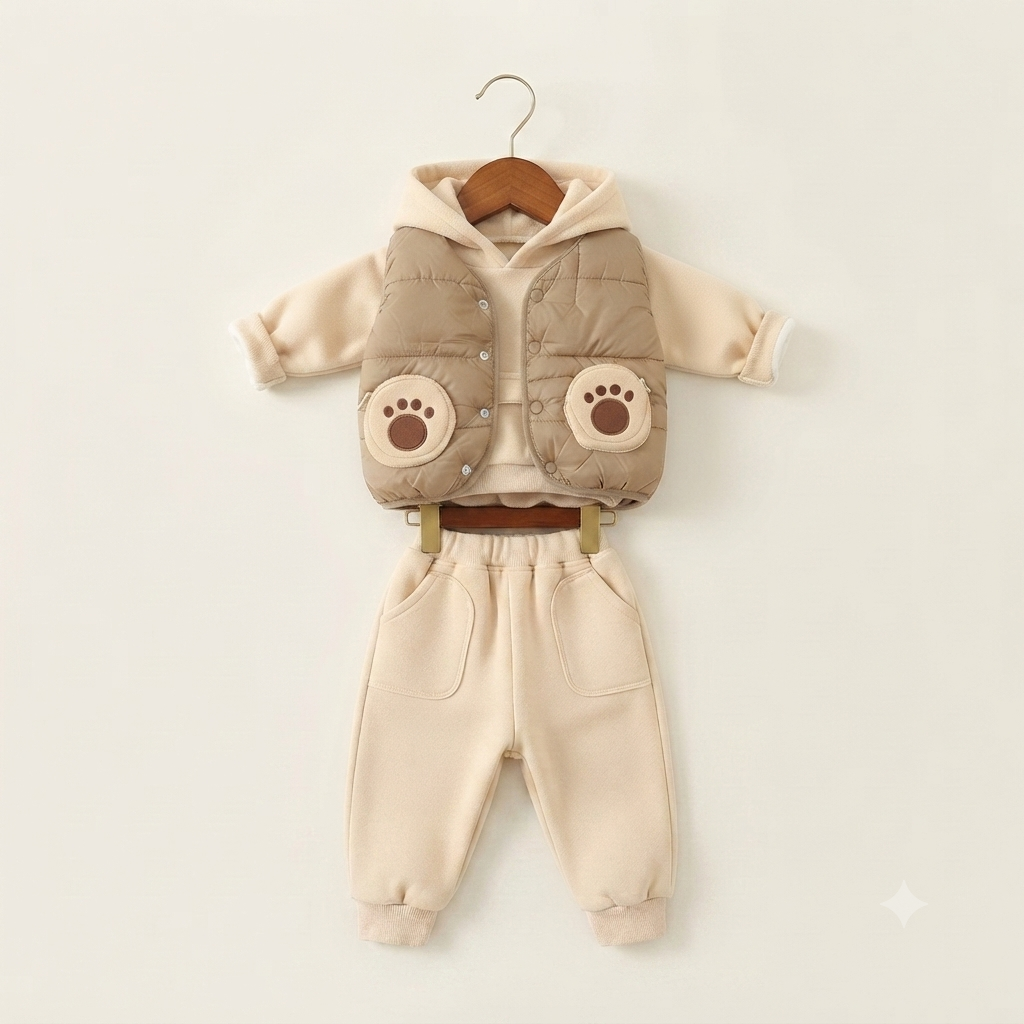Adorabee Bear 3-Piece Winter Hood Set Thick Fleece