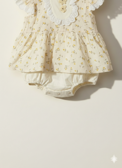 Regal Blossom Floral Romper Set