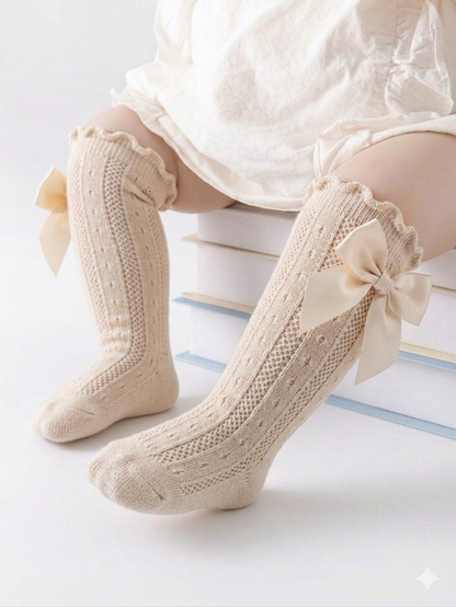 Satin Bow Princess Knee Socks