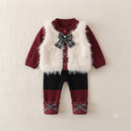Cute Plaid Bow Accent Knit Sweater and Pants Set for Girls