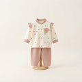 Sweet Spring Floral Ruffle Top & Pants Set Lightweight - Tea Pink