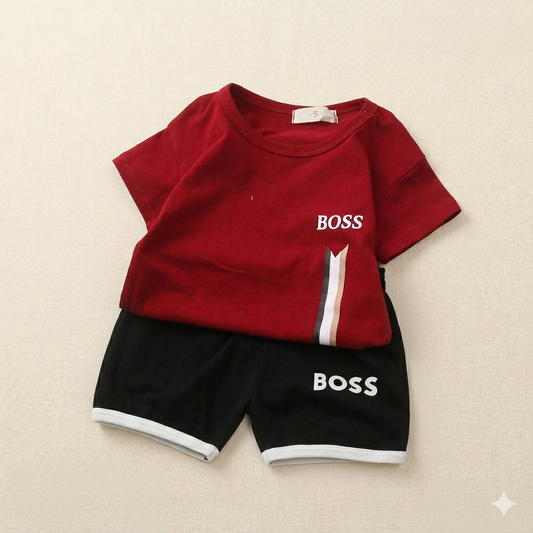 Boss Streetwear Summer Co-ord Set – Red