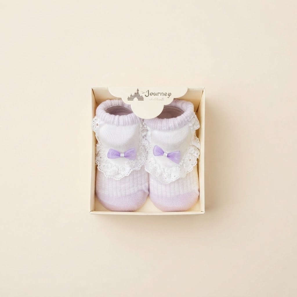 Journey Baby Lace Bow Gift Box Socks Set-0-12M