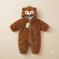 Rust Fox Face Faux-Sherpa Baby Romper