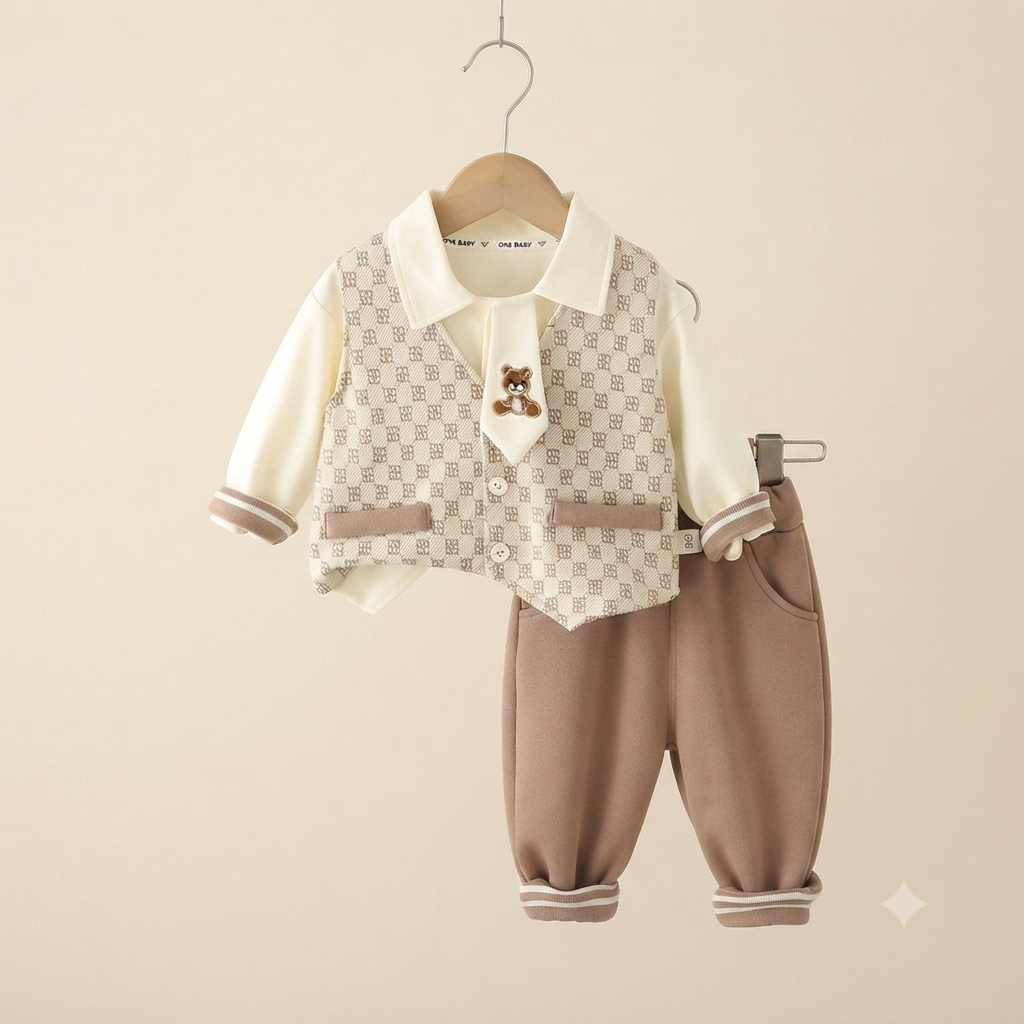 Gentleman Geometric Vest and Pants Set – Tea Pink