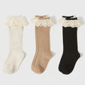 Vintage Lace Trim Ribbed Crew Socks