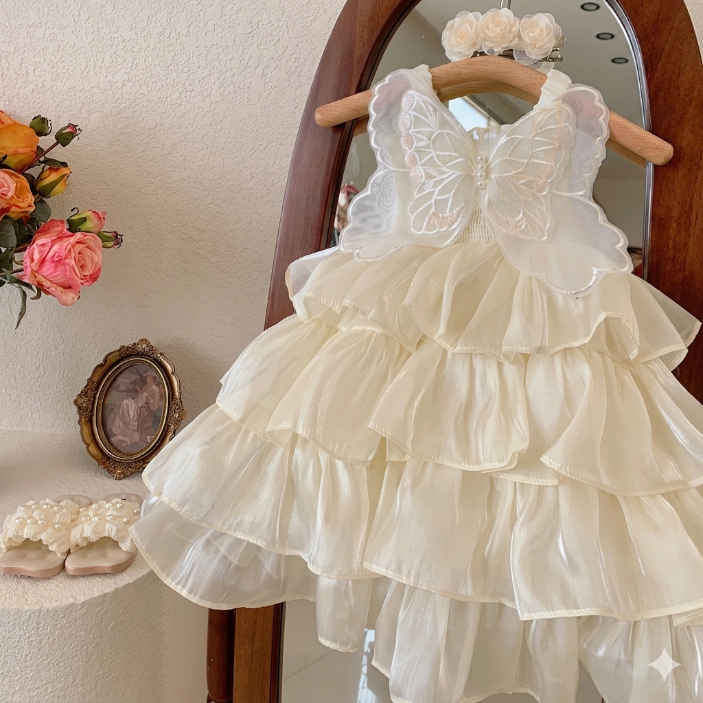 The Ethereal Monarch Ruffle Dress