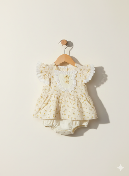 Regal Blossom Floral Romper Set