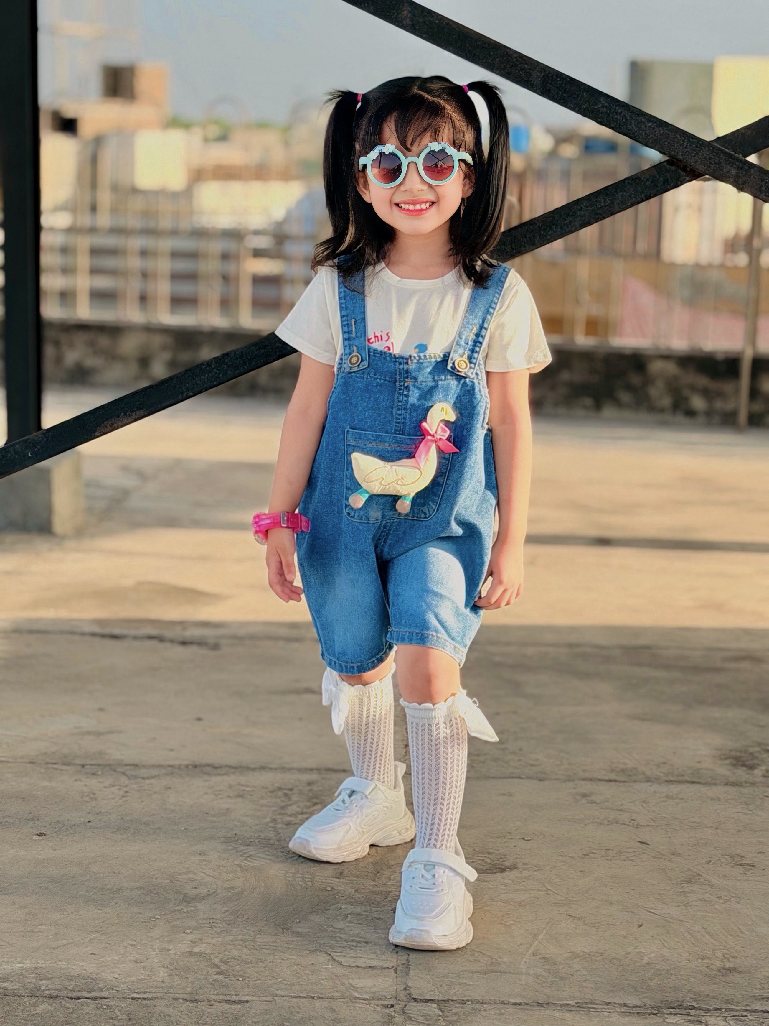 Little Swan Denim Dungaree Set (2-Piece)