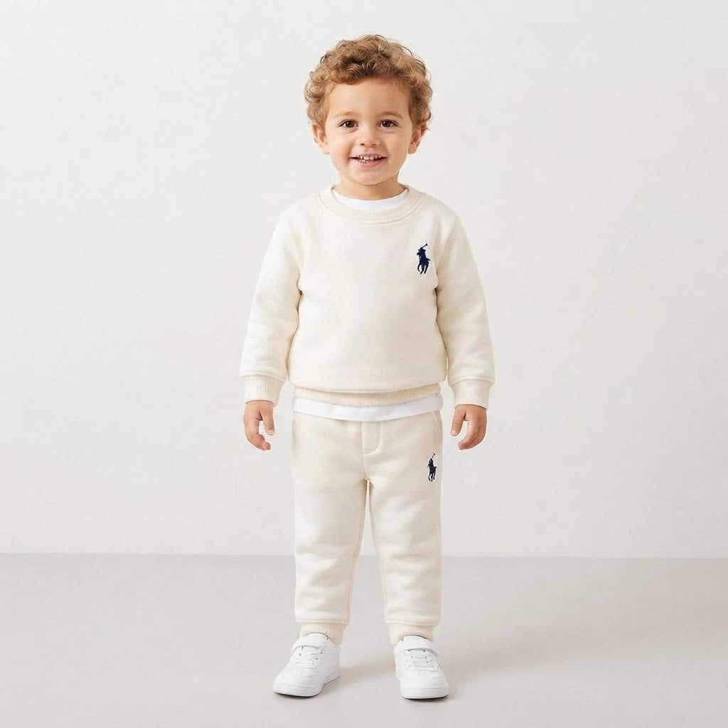 Toddler Boy Classic Fleece Sweatshirt and Jogger Pants Set-White