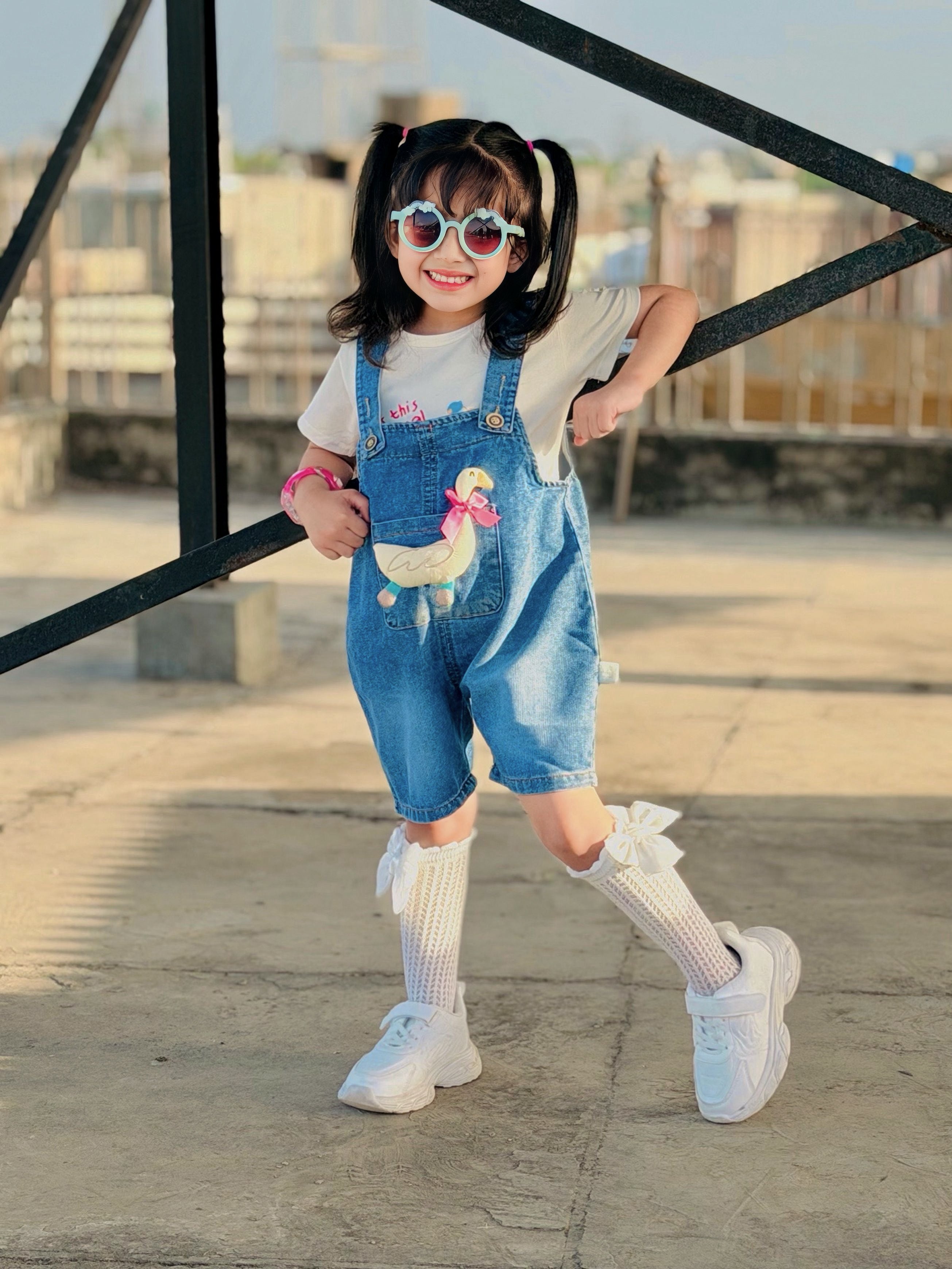 Little Swan Denim Dungaree Set (2-Piece)