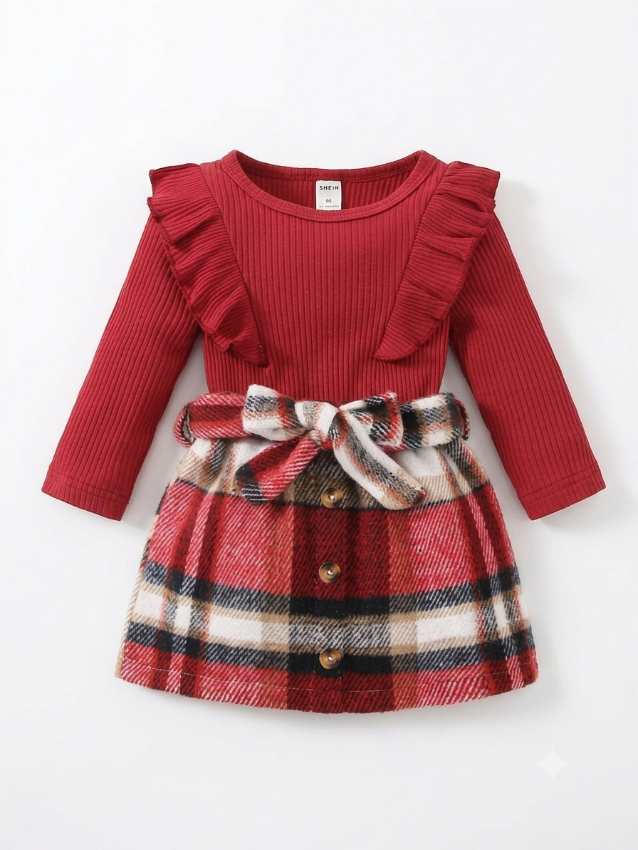 Ruby Plaid Ruffle Dress