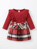 Ruby Plaid Ruffle Dress