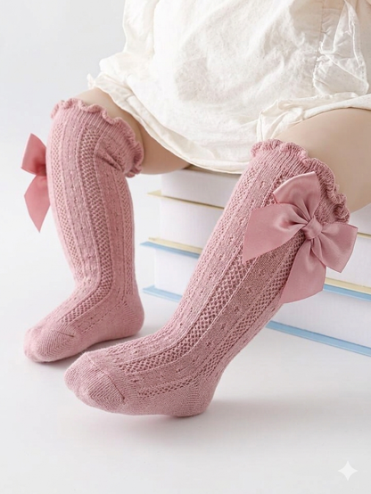 Satin Bow Princess Knee Socks