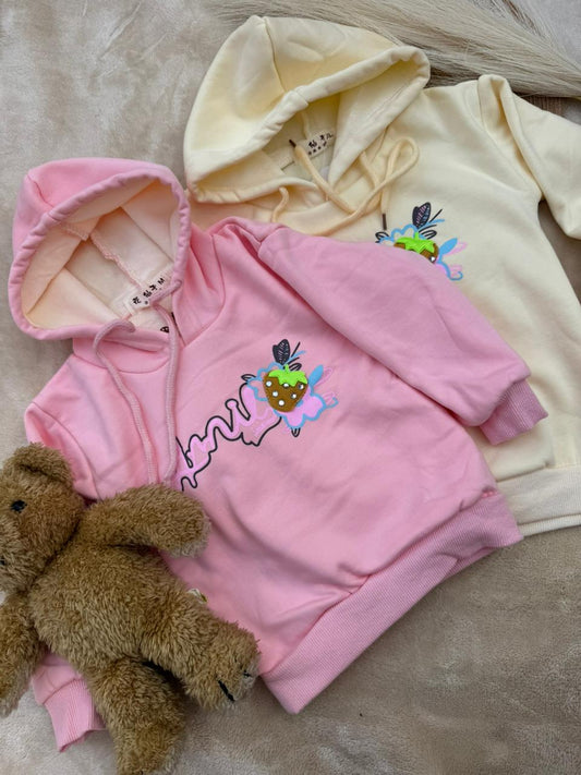 Fruity Splash Baby Hoodie – Pink / Cream