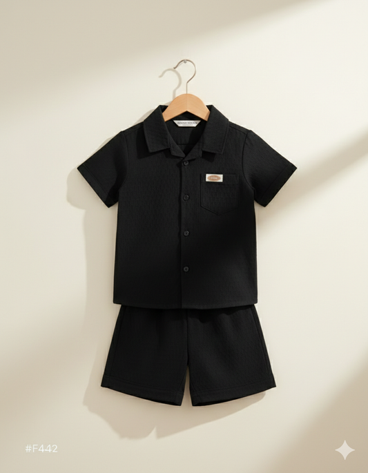 Classic Noir Shirt & Shorts Set for Boys