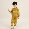 Boys Mustard Striped Knitted Sweater & Trouser Set